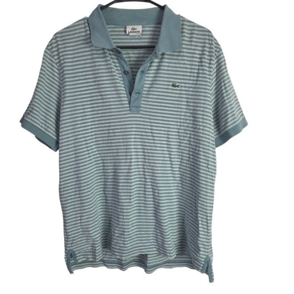 Lacoste Polo Shirt 5 Large Mens Striped Blue Pullover Rugby Golf Casual Top